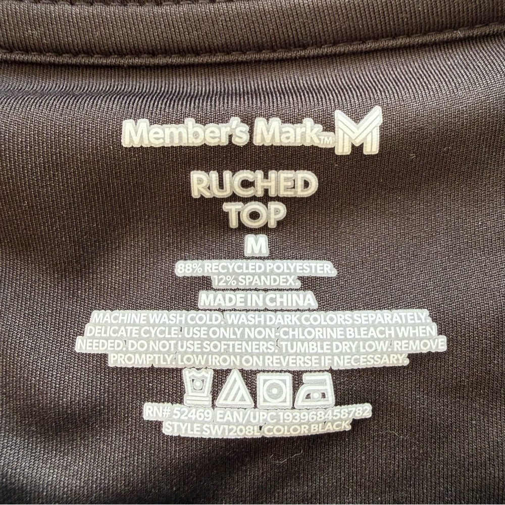 NWT-Member’s Mark Women’s Black Long Sleeve Ruched Women's Top Sz M - Picture 8 of 12